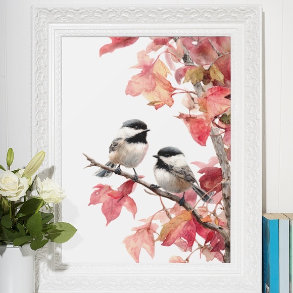 Watercolor Chickadee Bird Portrait Wall Art Print, Unframed - Charming Nature - Picture 7 of 7